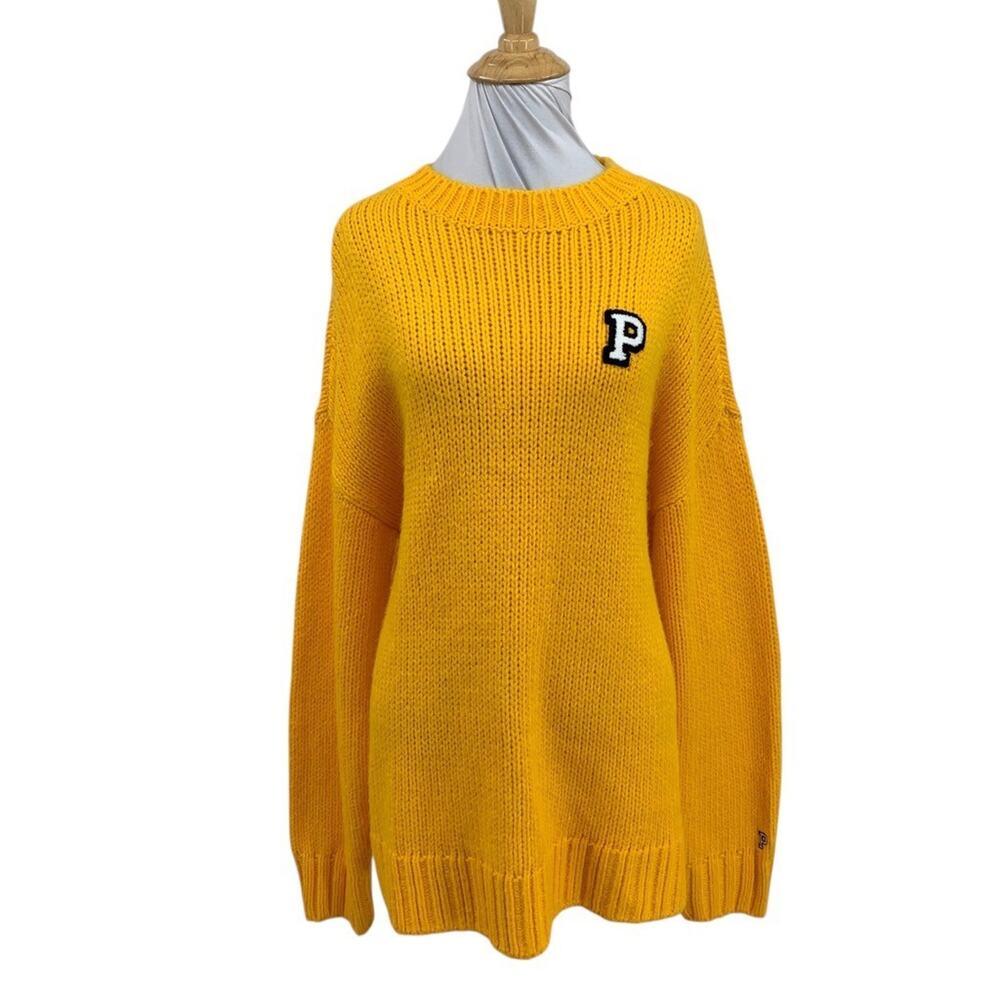 PINK Victorias Secret Sweater Womens M Medium Saffron Chunky Boyfriend Oversized